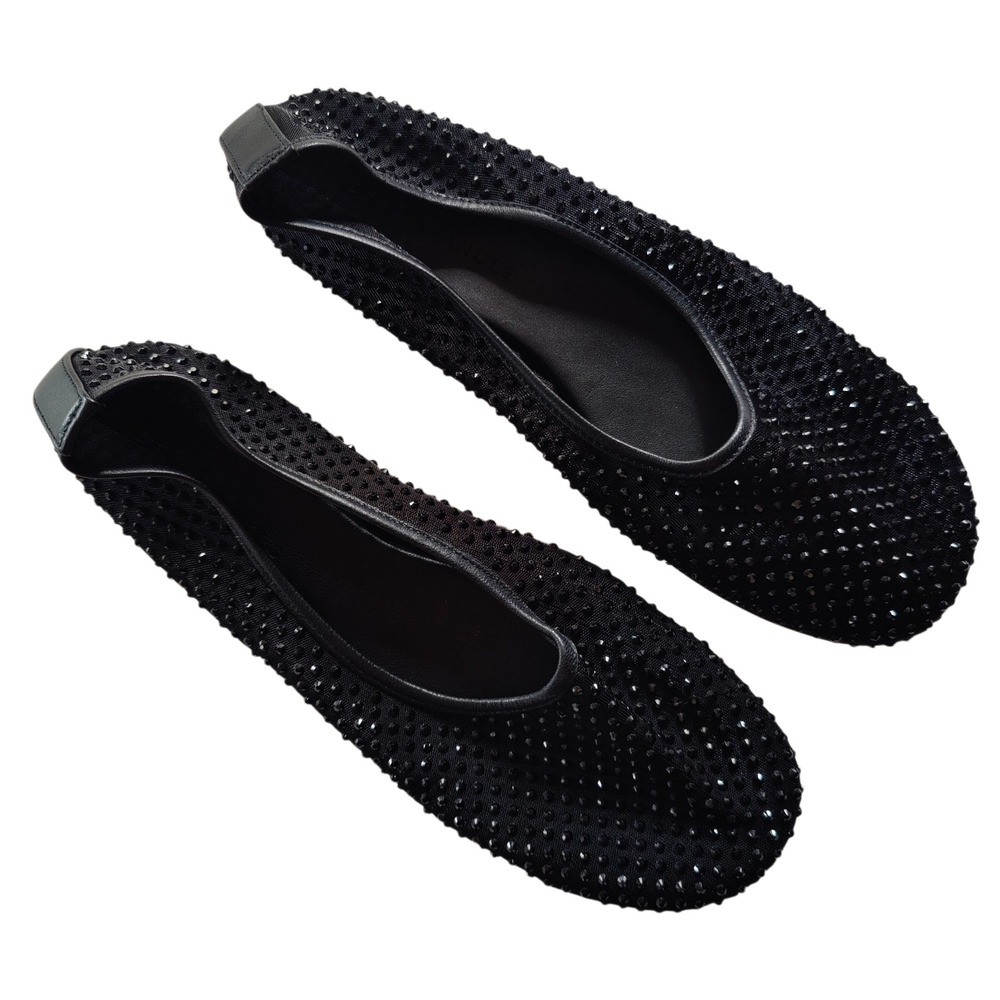 Dear Frances Balla Crystal Mesh Ballet Flats Black Rhinestone Leather Italy 40